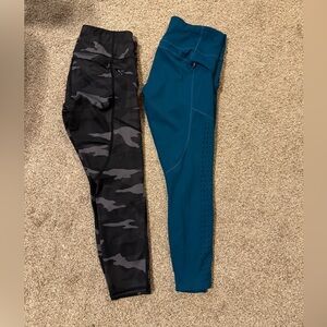 Athleta Small Petite Camouflage and Teal Leggings